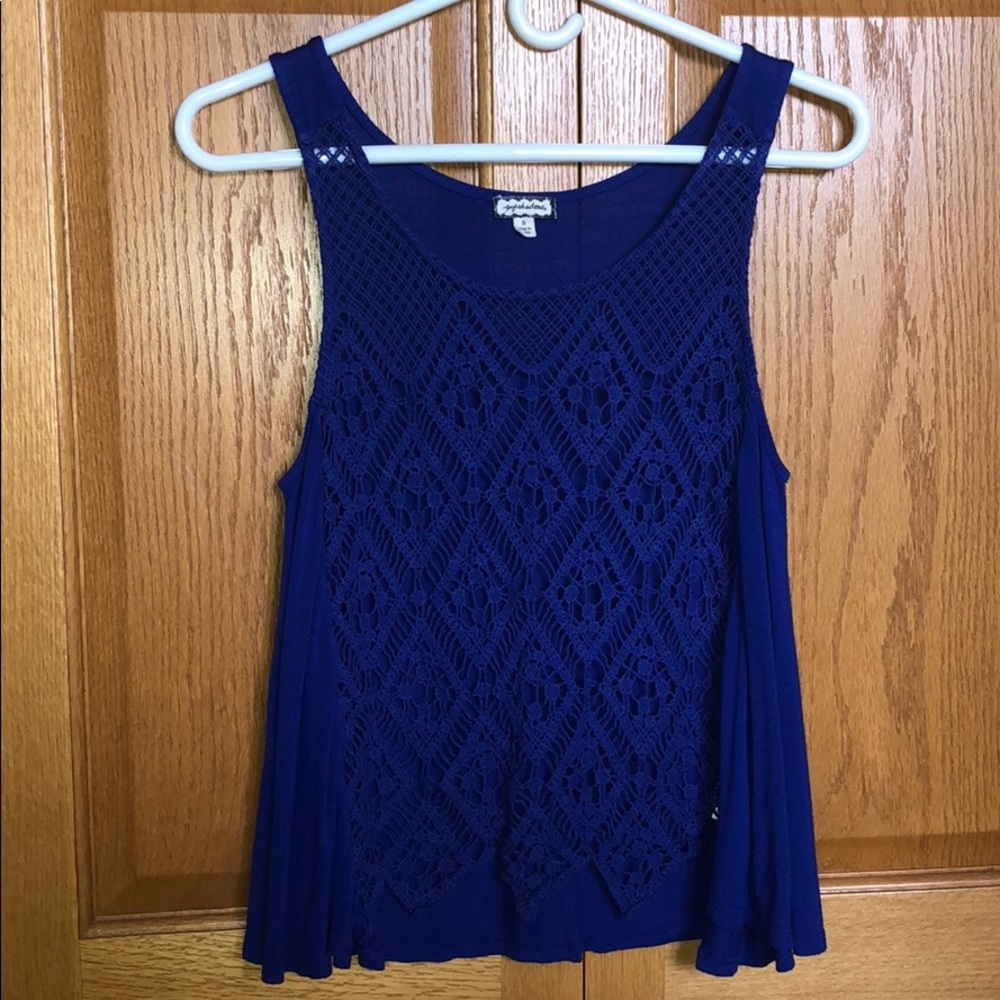 Blue knitted tank top